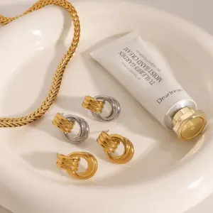 Mixed Metal Skeleton Stainless Steel Earrings for Women 13 S71b739b6470f4bf7a6c919a278fb3cfd8