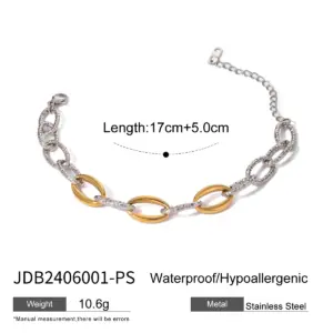 Stainless Steel Two-Tone Chain Bracelet for Men & Women 10 S71dda7b3065b4004948a47732660e11eE 2