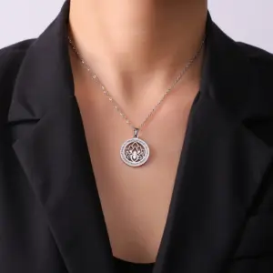 Stainless Steel Lotus Flower Necklace 11 S7203adca34614bbd95a91a01216cd479I