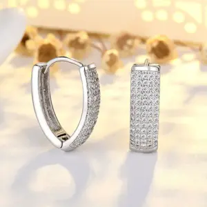 Silver Zircon Hoop Earrings for Women 7 S720b6346a7d443d98d8b2be9625e00eeB