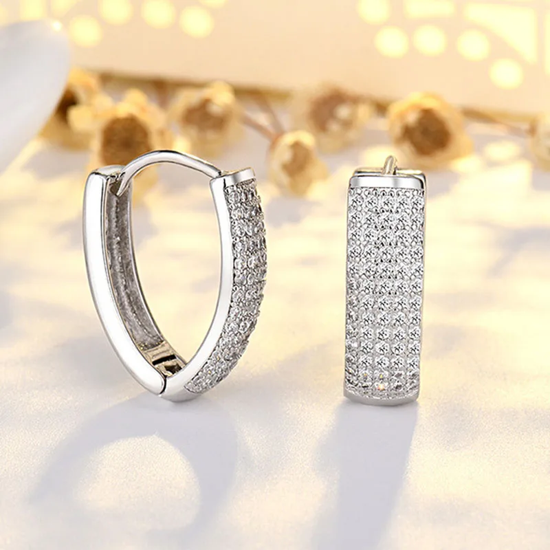 Silver Zircon Hoop Earrings for Women 2 Silver Zircon Hoop Earrings for Women - Image 2