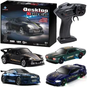 1/64 Scale Black Drift RC Car with LED Lights