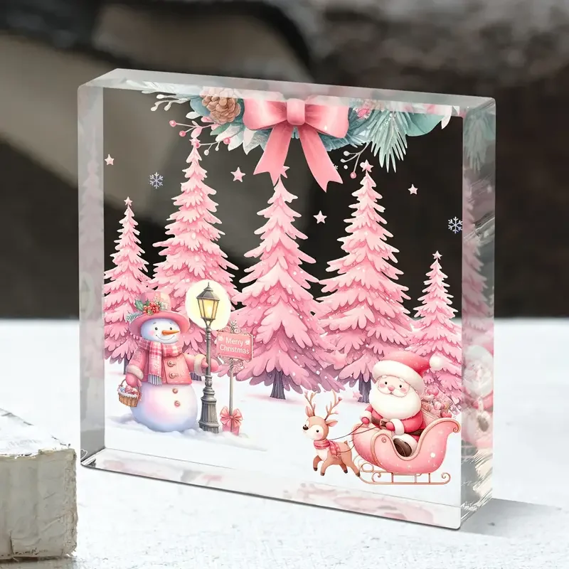 Pink Christmas Scene Acrylic Wall Decor 6 Pink Christmas Scene Acrylic Wall Decor - Image 6