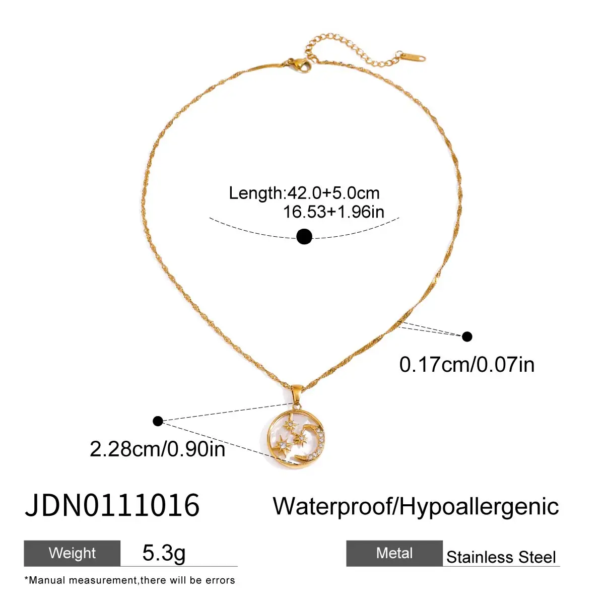 Stainless Steel Moon Pendant Necklace 7 Stainless Steel Moon Pendant Necklace - Image 7