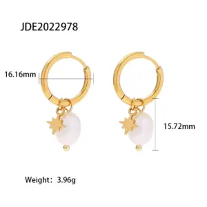 Gold Stainless Steel Hoop Earrings with Pearls 13 S7248162332ff4db49c97f6ef7845da52f
