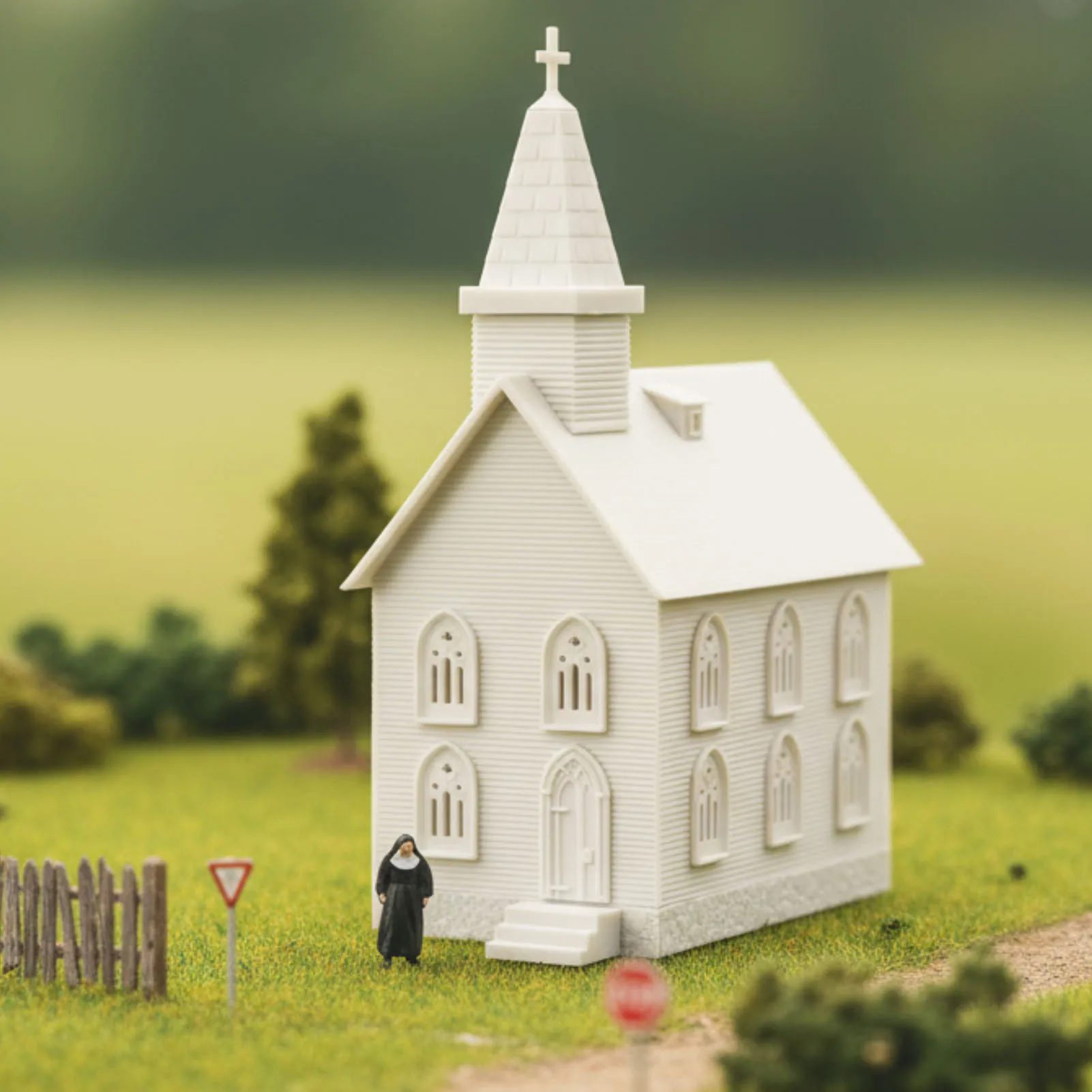 HO Scale White Model House Kit for Scenic Layouts 10 HO Scale White Model House Kit for Scenic Layouts - Image 10