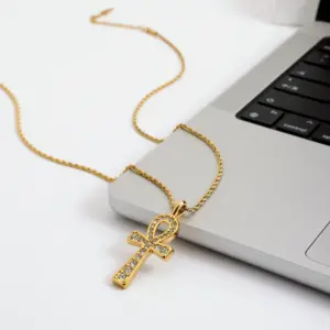 Men's Stainless Steel Cross Necklace with Rhinestones 14 S7291c20b430b4be191349becdd7169d7A