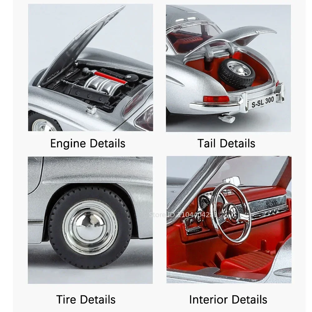 Mercedes-Benz 300SL 1:24 Diecast Model in Multiple Colors 6 Mercedes-Benz 300SL 1:24 Diecast Model in Multiple Colors - Image 6
