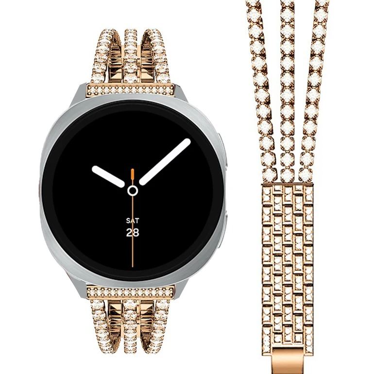 Diamond Stainless Steel Watch Strap for Galaxy Watch 8 2 Diamond Stainless Steel Watch Strap for Galaxy Watch 8 - Image 2