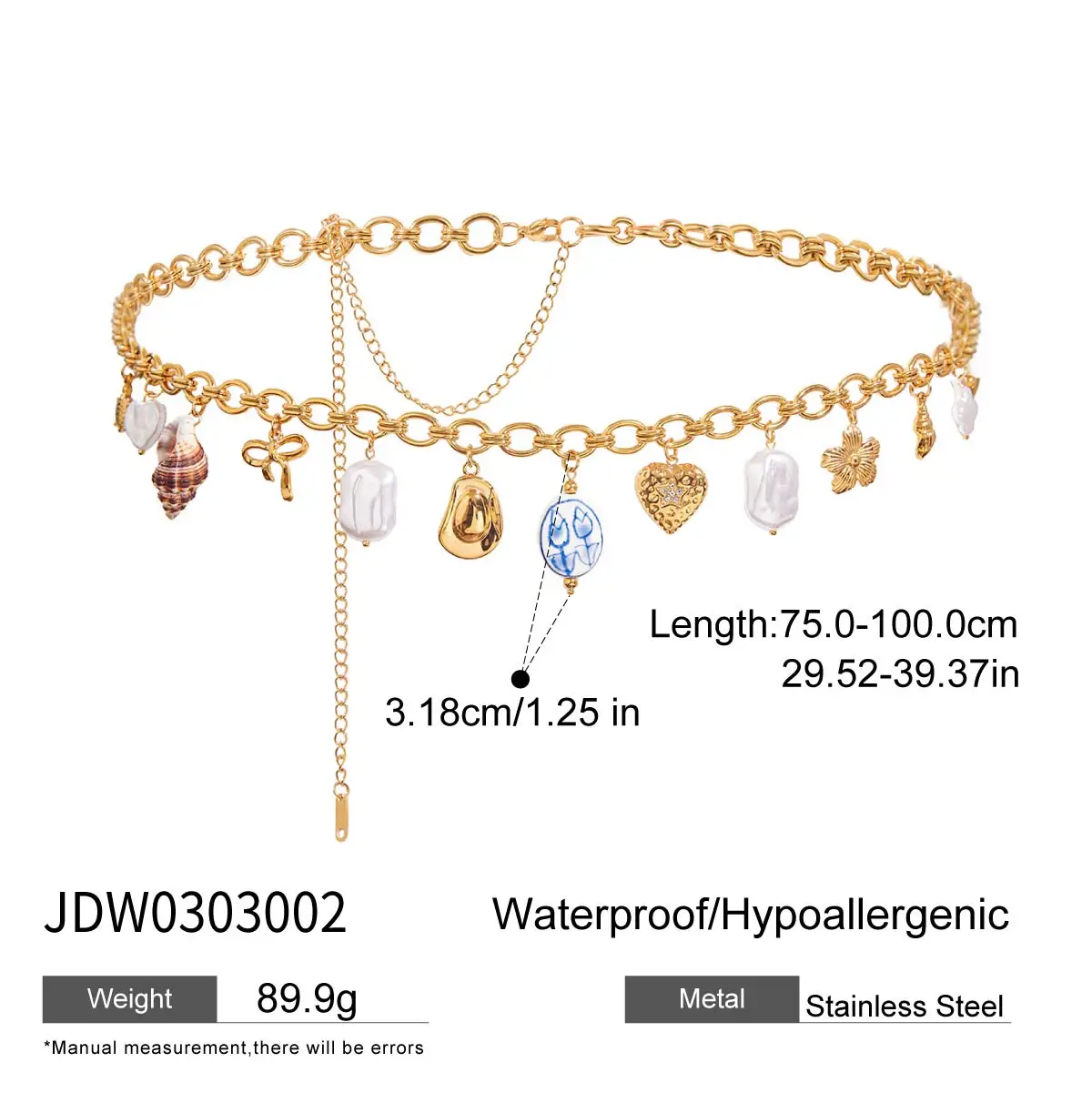 Gold-Toned Stainless Steel Waist Chain with Charms 7 Gold-Toned Stainless Steel Waist Chain with Charms - Image 7