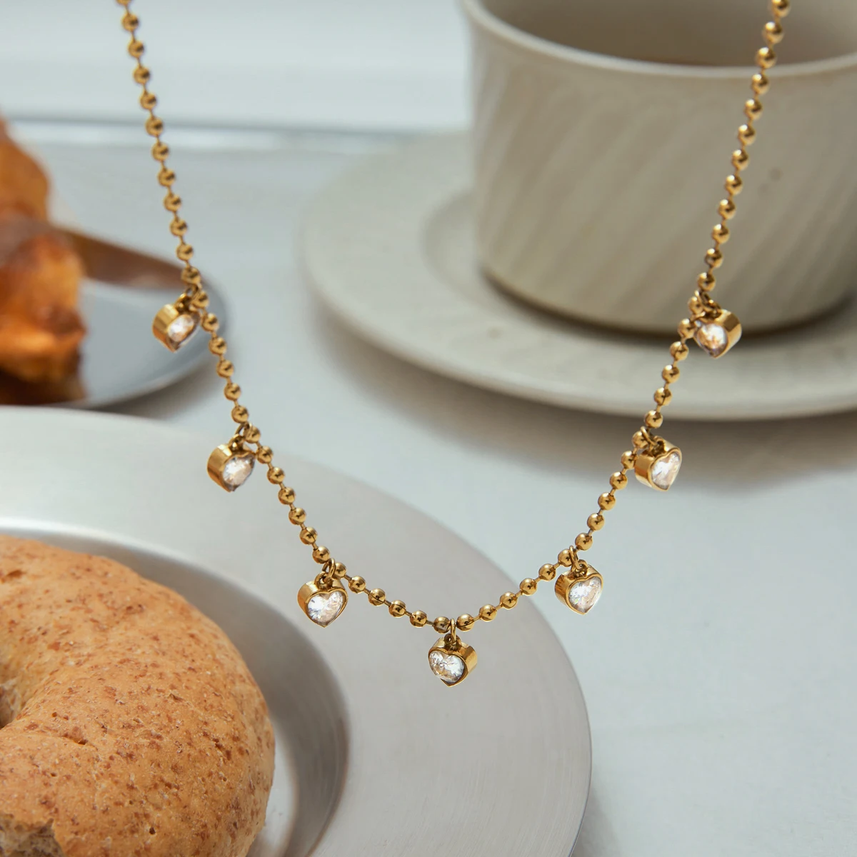 Gold Stainless Steel Heart Pendant Necklace 4 Gold Stainless Steel Heart Pendant Necklace - Image 4