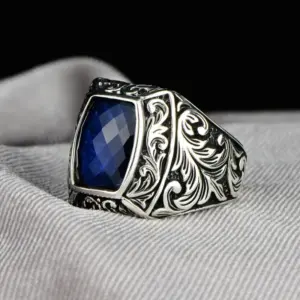 Vintage Silver and Blue Geometric Ring for Women 6 S7322fcd69f134d1f9f8c2cba61695ad3k