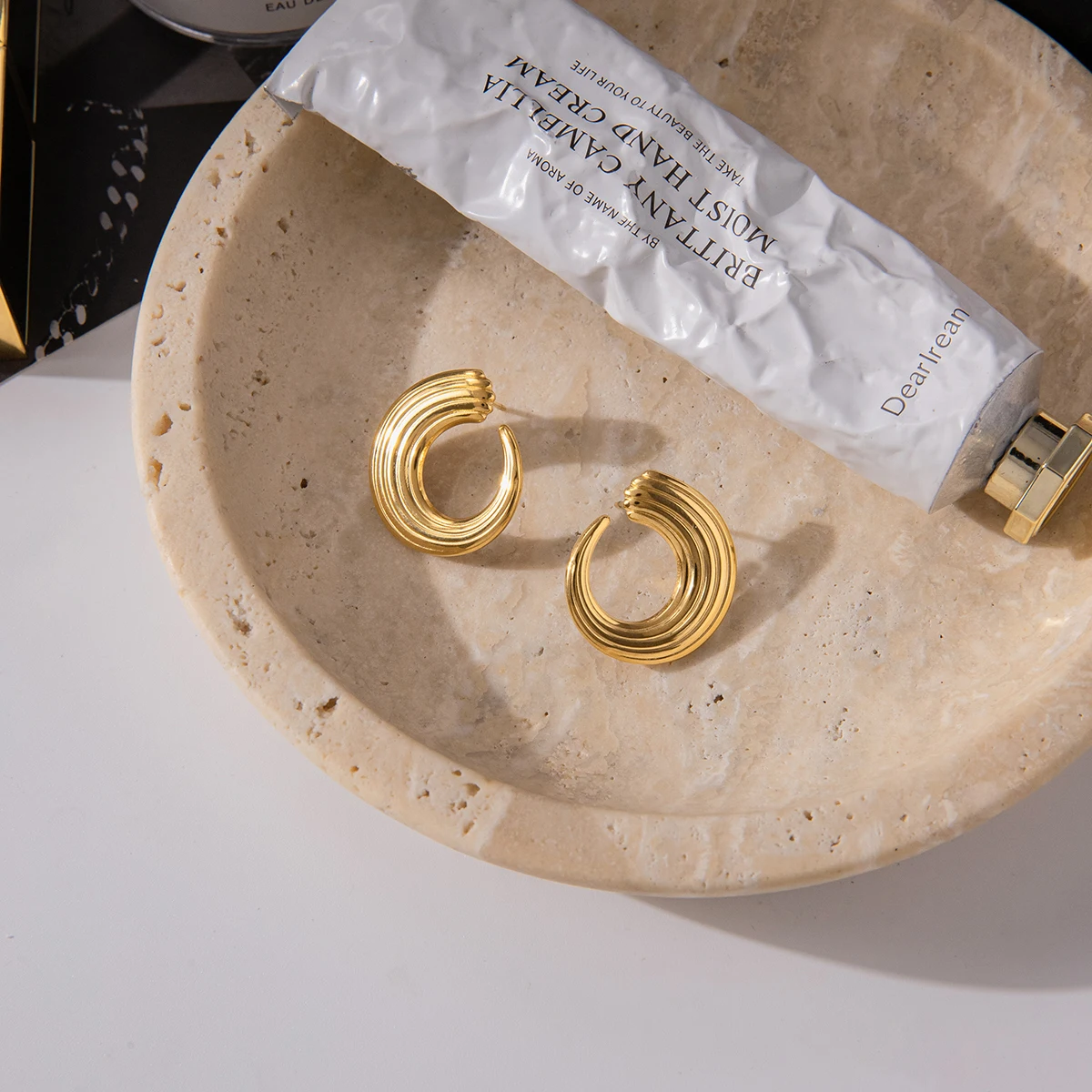 Stainless Steel Geometric Hoop Earrings 6 Stainless Steel Geometric Hoop Earrings - Image 6