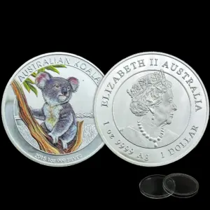 Australian Koala Medal 40mm Silver Finish