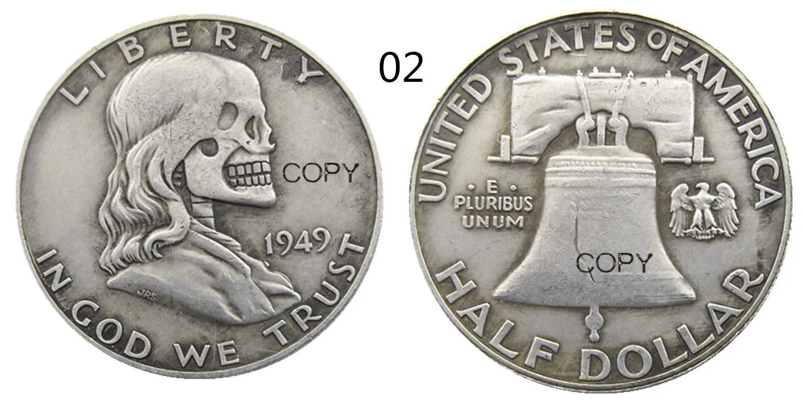 Vintage 1949 Skull Patriotic Coin 3 Vintage 1949 Skull Patriotic Coin - Image 3