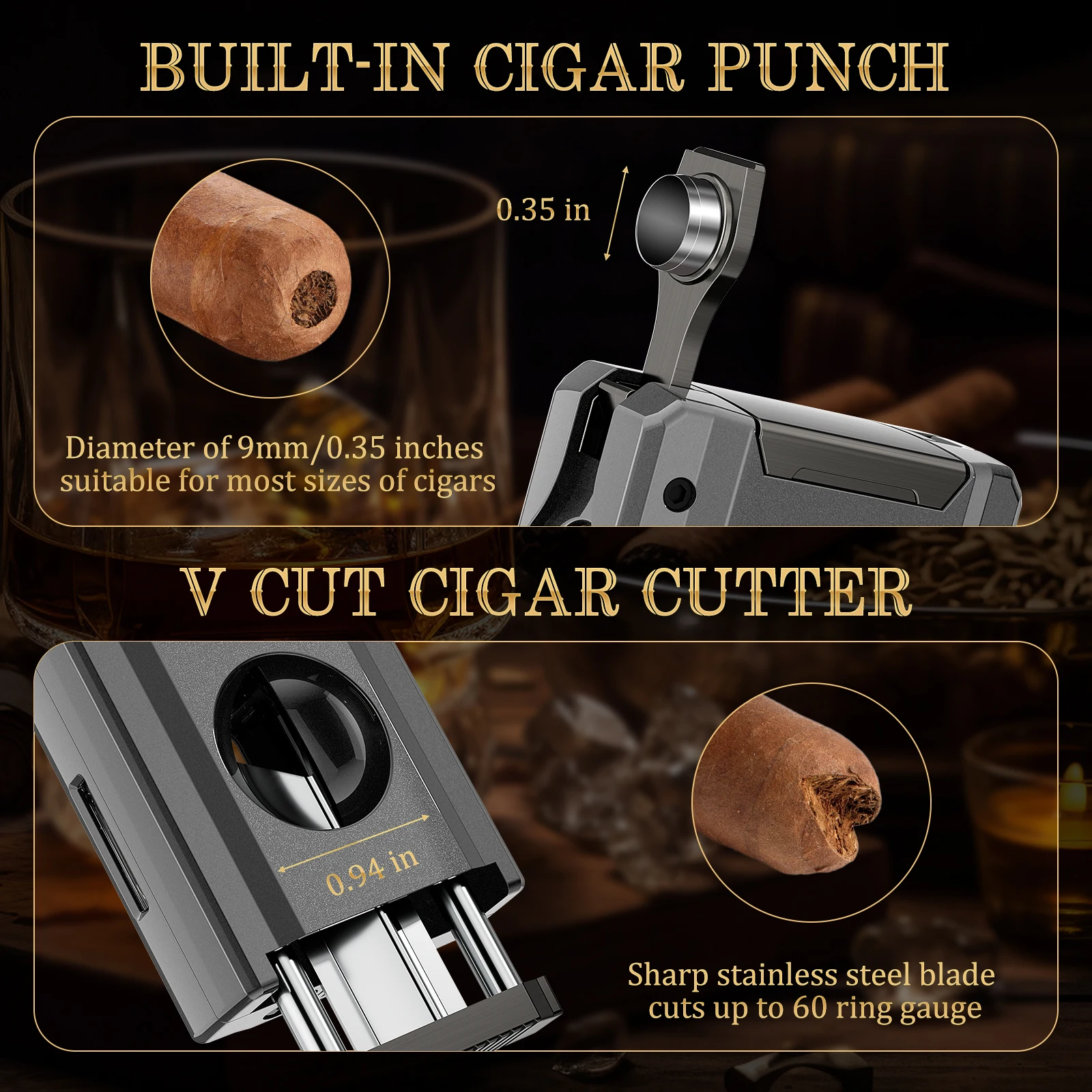 Sleek Metal Cigar Lighter with Multifunction Tools 3 Sleek Metal Cigar Lighter with Multifunction Tools - Image 3