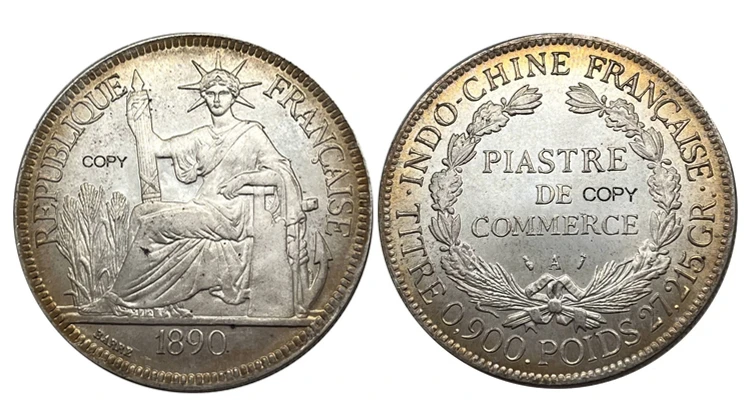 French Indochina 1890 Piastre Replica Coin 7 French Indochina 1890 Piastre Replica Coin - Image 7