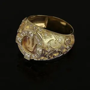 Bold Gold Men's Cocktail Ring with Zircon Detailing 6 S73b612b760894de697e184e398d933e2W