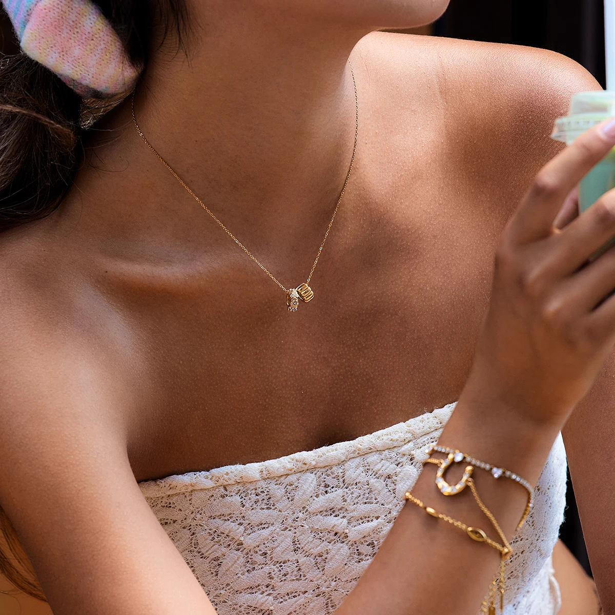 Stainless Steel Gold Pendant Necklace JDN0307023 2 Stainless Steel Gold Pendant Necklace JDN0307023 - Image 2