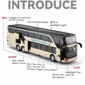 Gold Double-Decker Bus Model 1:30 Scale 11 S74433ecbc4ca4fa695ebd2fffea34c4bQ