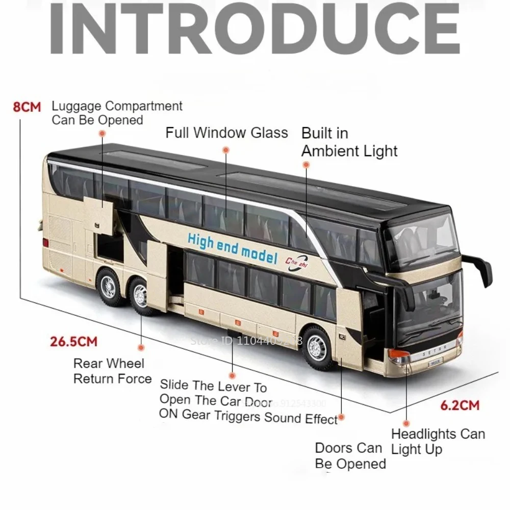 Gold Double-Decker Bus Model 1:30 Scale 2 Gold Double-Decker Bus Model 1:30 Scale - Image 2