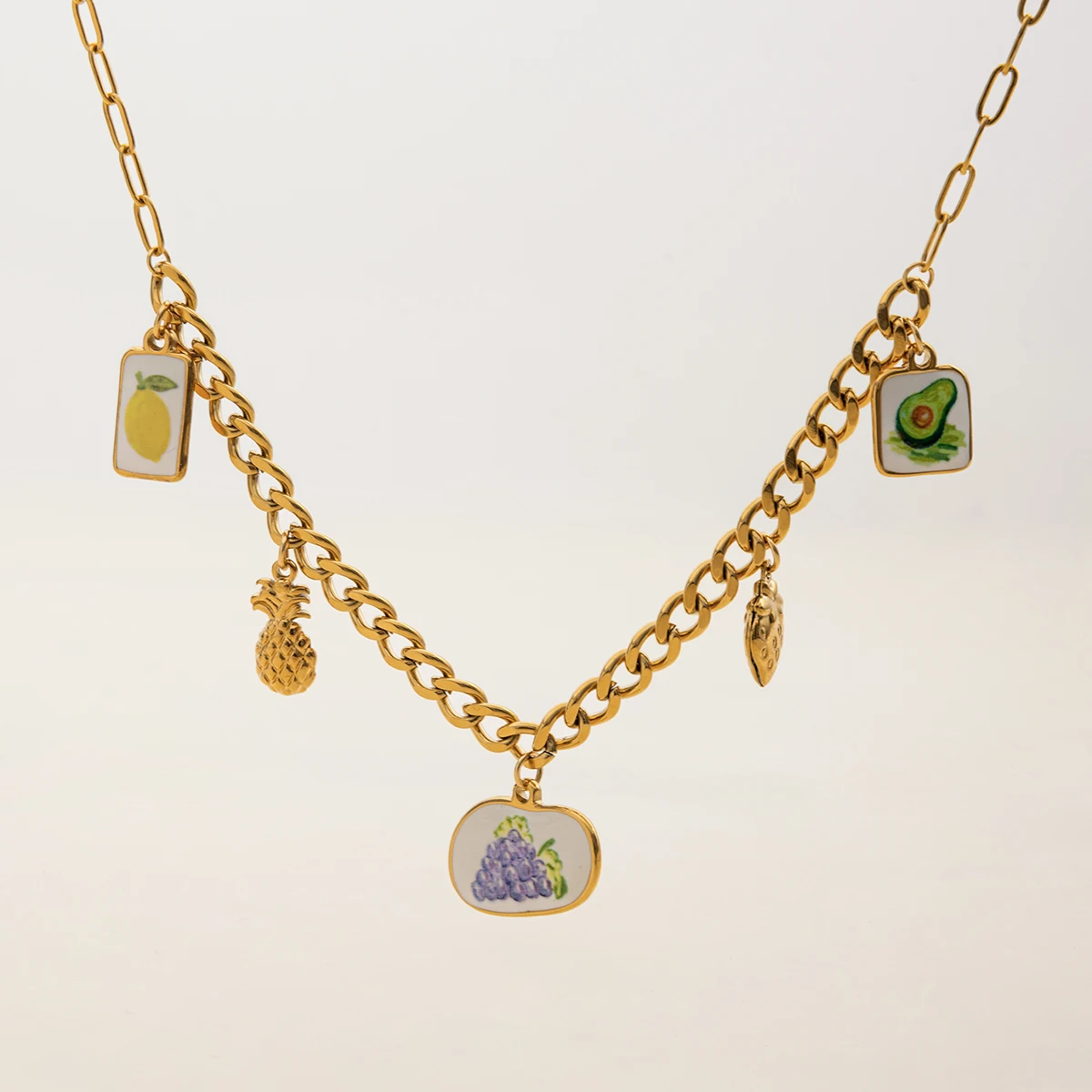 Gold Stainless Steel Layered Necklace with Charms 6 Gold Stainless Steel Layered Necklace with Charms - Image 6