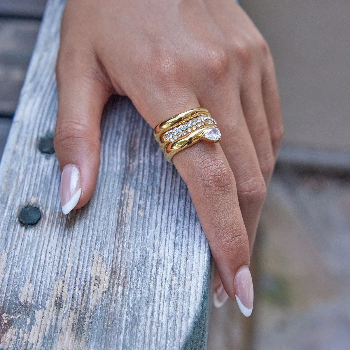 Gold-tone Stainless Steel Wave Ring 6-8 6 Gold-tone Stainless Steel Wave Ring 6-8 - Image 6