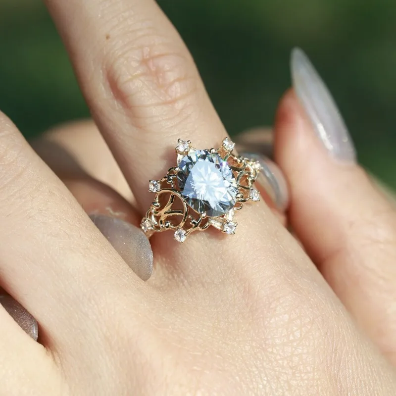 Moon-Shaped Zircon Gold-Tone Ring for Women 2 Moon-Shaped Zircon Gold-Tone Ring for Women - Image 2