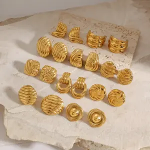 Gold-Toned Stainless Steel Earrings Collection 14 S74e1eb4aaf23404f9b09dfe5685a994fl