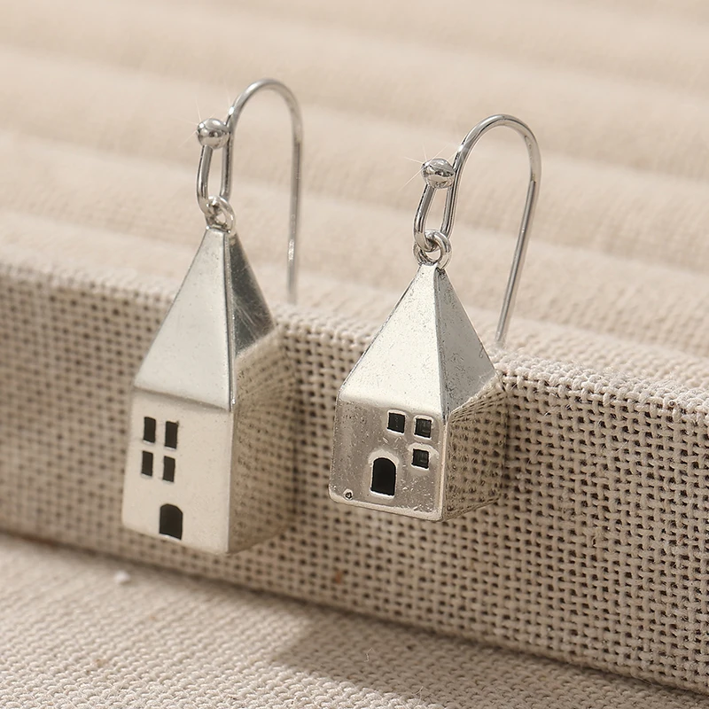 Vintage Silver House Drop Earrings 4 Vintage Silver House Drop Earrings - Image 4