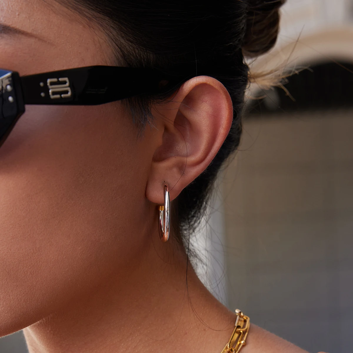 Stainless Steel Letter C Earrings 45mm 4 Stainless Steel Letter C Earrings 45mm - Image 4