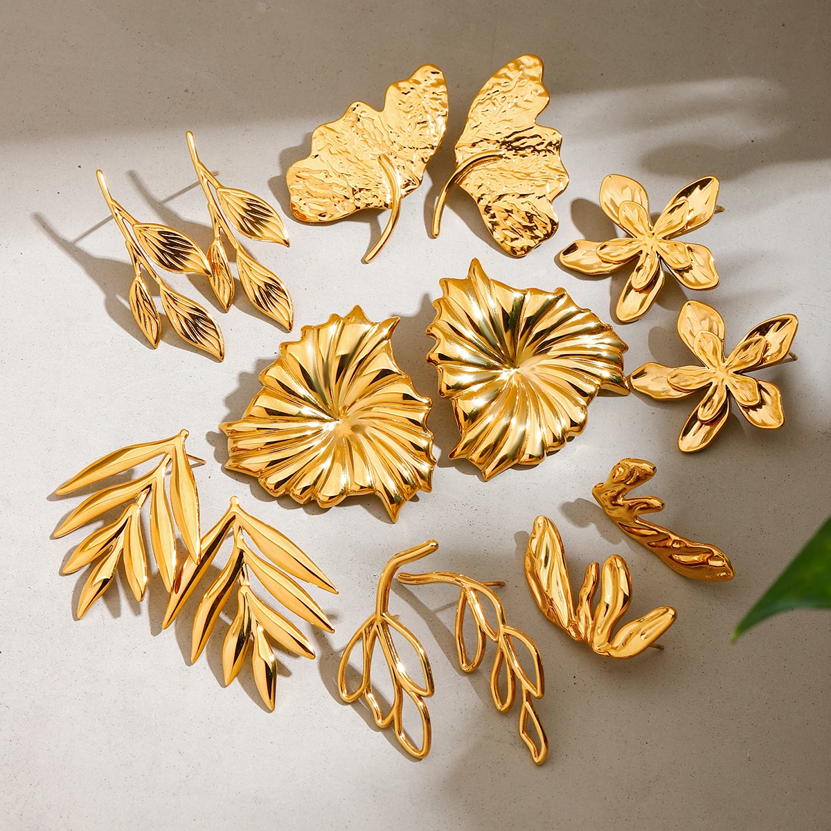 Gold-Tone Stainless Steel Earrings Collection 6 Gold-Tone Stainless Steel Earrings Collection - Image 6