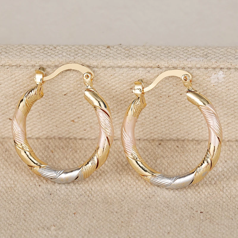 Tricolor Metal Hoop Earrings for Women 4 Tricolor Metal Hoop Earrings for Women - Image 4