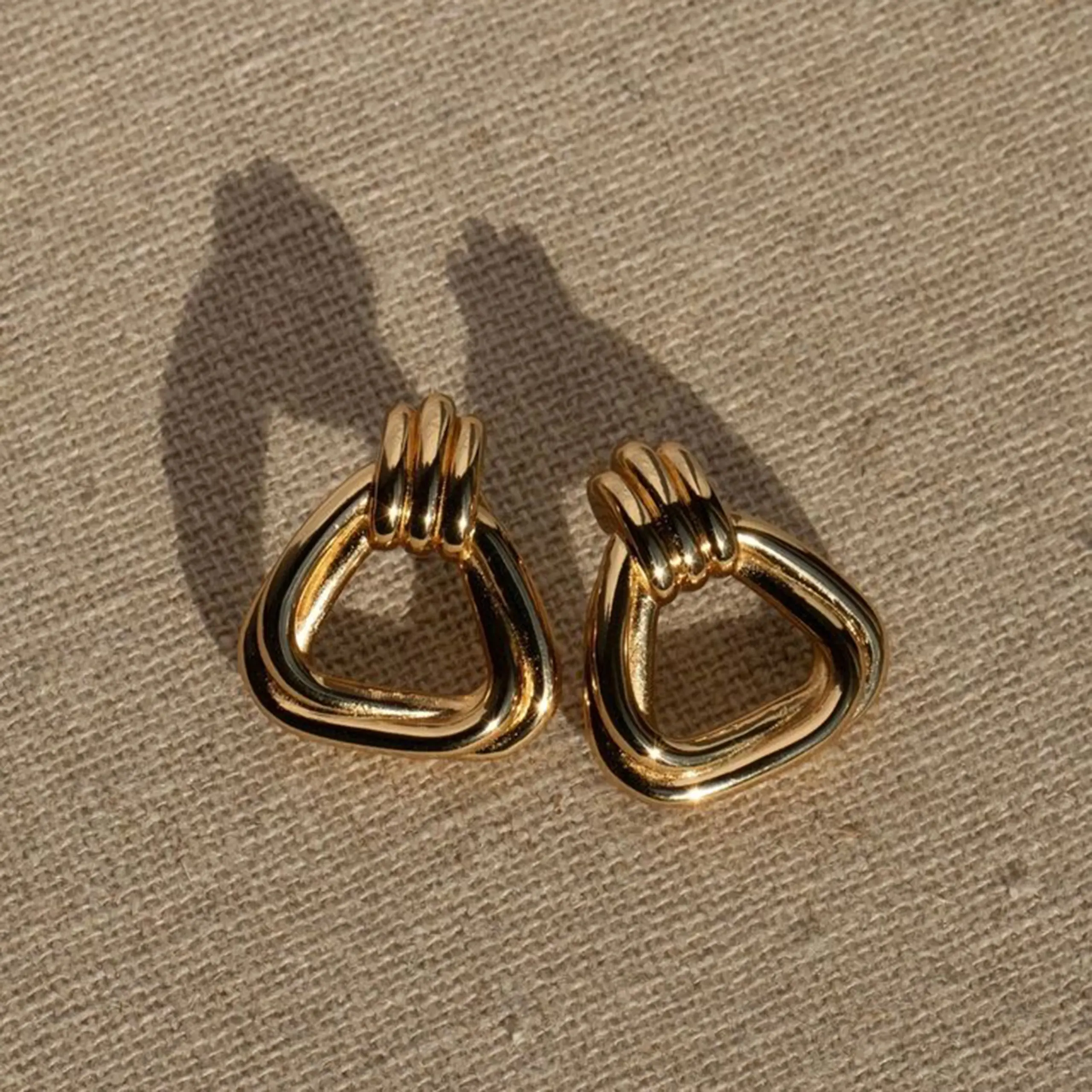 Stainless Steel Gold Geometric Earrings 4 Stainless Steel Gold Geometric Earrings - Image 4