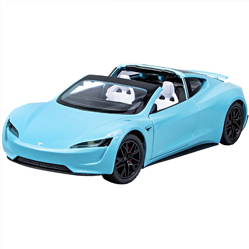 1:24 Blue Roadster Metal Model Car 5 1:24 Blue Roadster Metal Model Car - Image 5