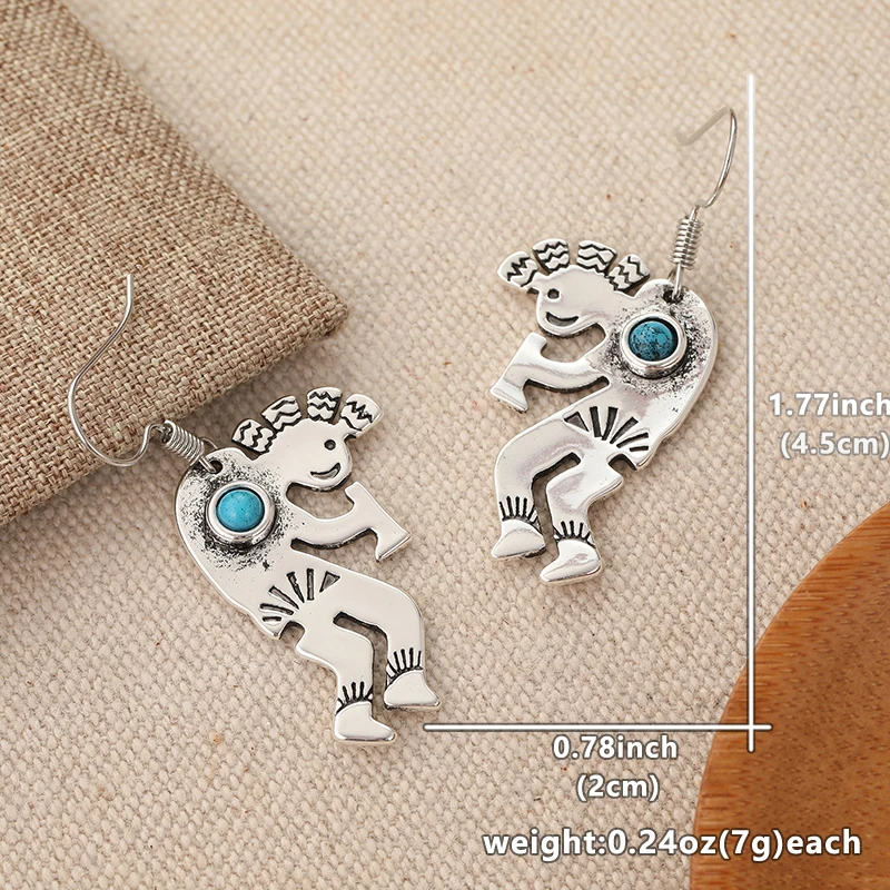 Vintage Zebra Earrings with Imitation Turquoise 6 Vintage Zebra Earrings with Imitation Turquoise - Image 6