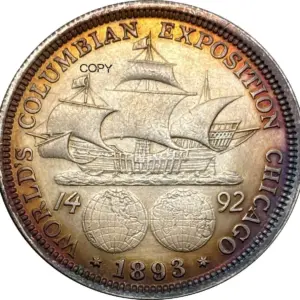 Vintage Columbian Half Dollar Replica, 30mm 10 S762b00fa62ee4c638f356571d3a0c770t