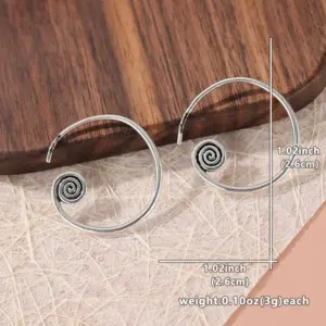 Vintage Silver Hoop Earrings with Textured Finish 7 S7632f2ce9d6c49c1b3c1fbc853a84ba7Q