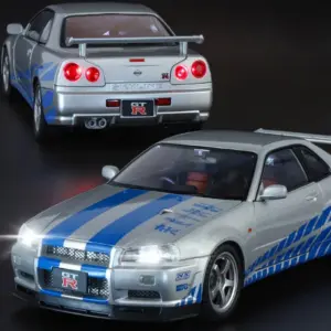 Silver Nissan Skyline GTR-R34 Diecast Model 1:18 Scale 11 S7646dd77809c46ae9ad66ab522e478d3O