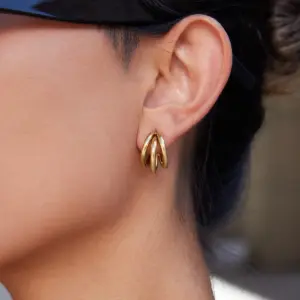 Gold Stainless Steel C-Shaped Hoop Earrings Collection 11 S76554889c26947648204facc0ebc0bbbV