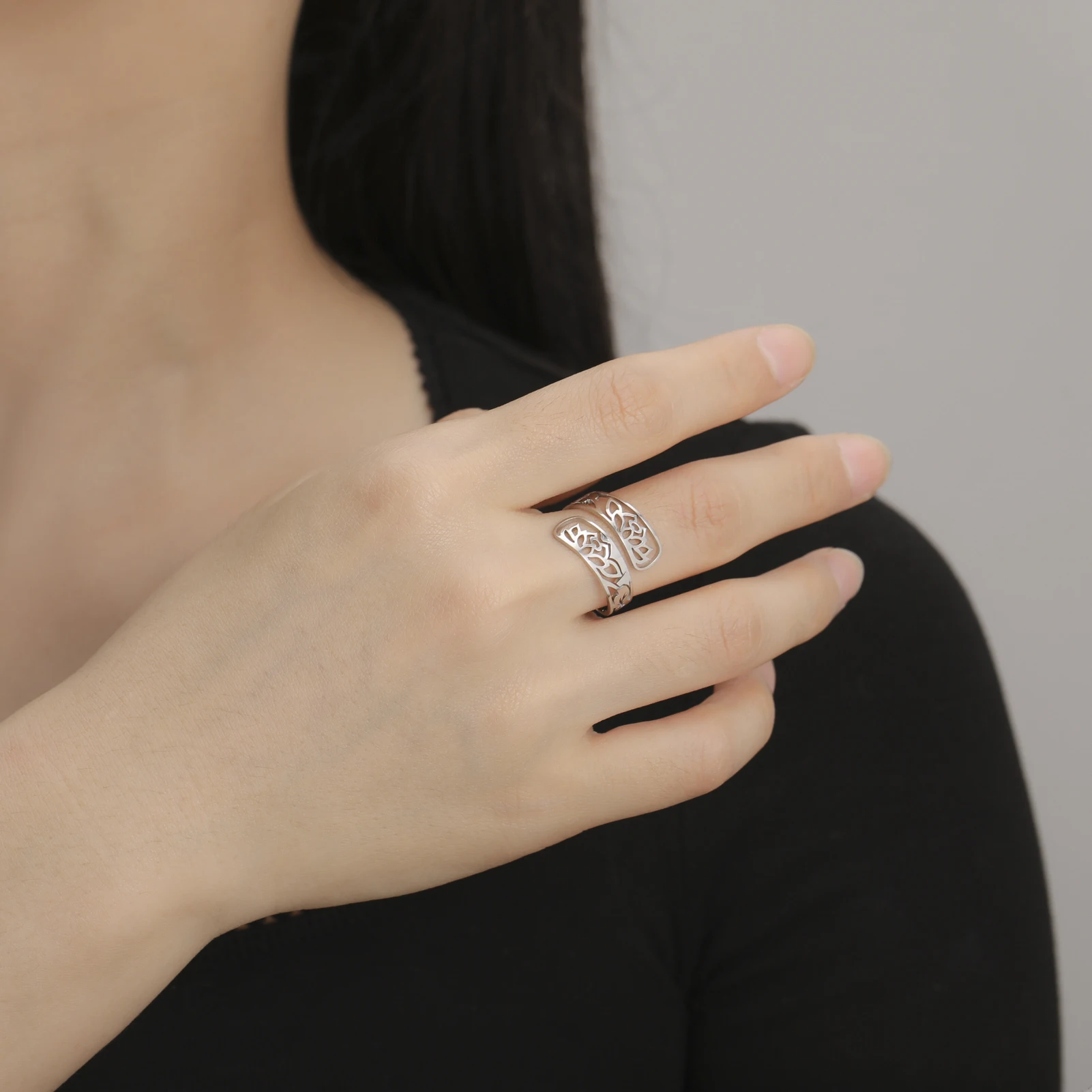 Elegant Lotus Flower Adjustable Women's Ring 6 Elegant Lotus Flower Adjustable Women's Ring - Image 6