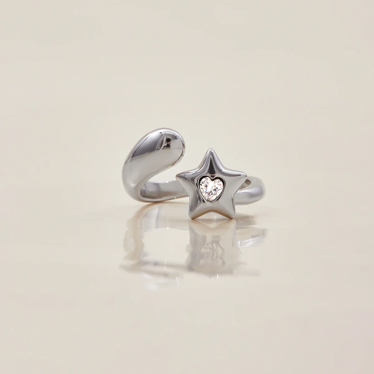 Celestial Stainless Steel Stackable Ring with Rhinestones 6 Celestial Stainless Steel Stackable Ring with Rhinestones - Image 6