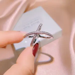 Sterling Silver Geometric Cross Ring with Zircons 11 S76891bcd1a7641ddaf35540a3e2ccf1fN