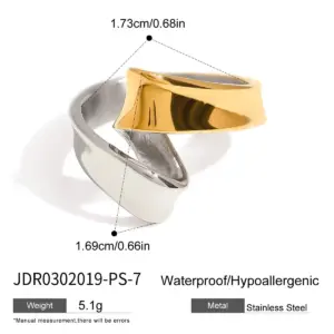 Two-Tone Geometric Stainless Steel Unisex Ring 13 S76bd1c3bb5e240f4ace525042b4fac5el