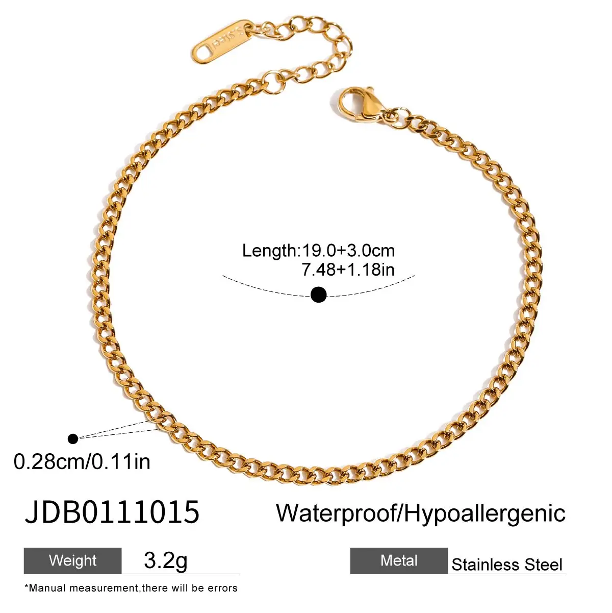 Stackable Stainless Steel Chain Bracelets in Gold 10 Stackable Stainless Steel Chain Bracelets in Gold - Image 10