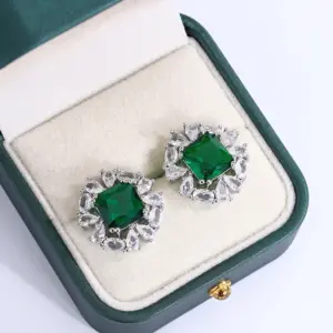 Vintage Green Sterling Silver Stud Earrings LL-YS0973 9 S76c59762ae7048d39356748dba3e430bH