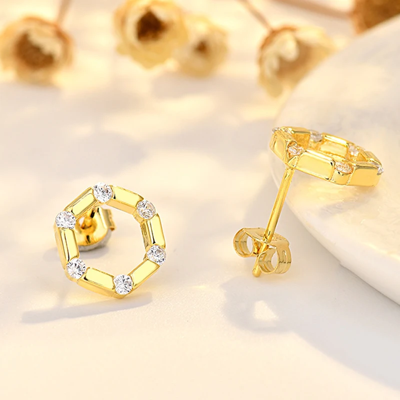 Elegant Hexagonal Sterling Silver Earrings LL-YS1067 7 Elegant Hexagonal Sterling Silver Earrings LL-YS1067 - Image 7