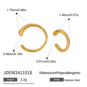 Minimalist Stainless Steel Gold Earclip Set for Women 13 S76e3282d48114a5b8a7faf535d039a87P 4