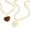 Vintage Resin Heart Necklace with Steel Chain