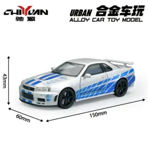 1:32 Scale Nissan Skyline GTR R34 Diecast Model 16 S77458153ff3b4fcca9986ff2d5f639a0L